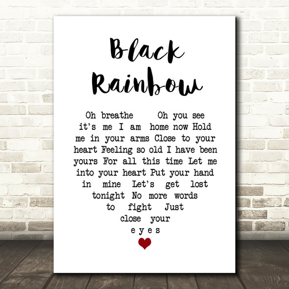 Raffertie Black Rainbow White Heart Song Lyric Quote Music Print