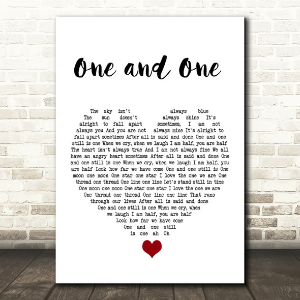Robert Miles One and One White Heart Song Lyric Quote Music Print