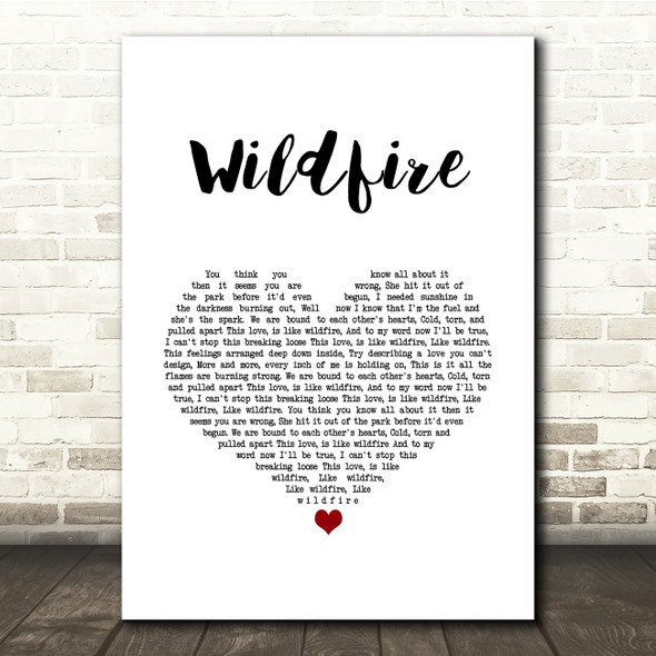 Seafret Wildfire White Heart Song Lyric Quote Music Print