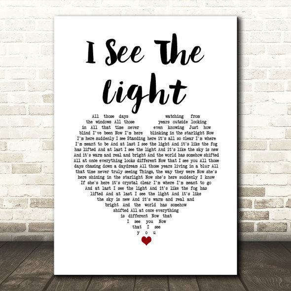 TANGLED I See The Light White Heart Song Lyric Quote Music Print