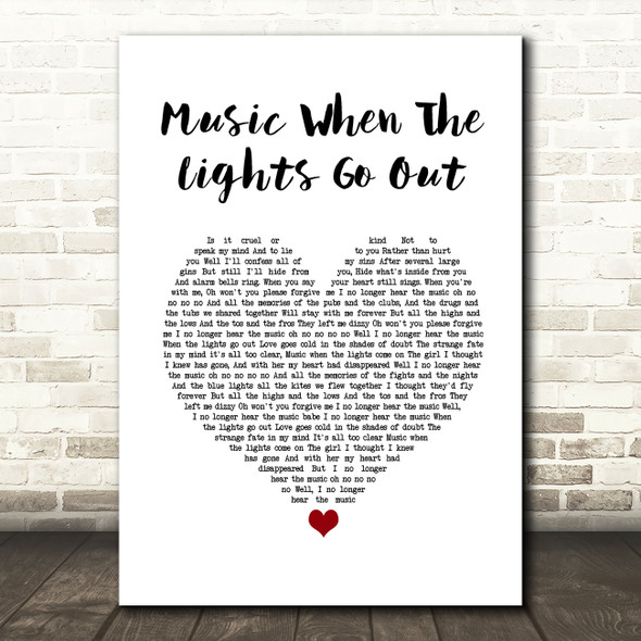 The Libertines Music When The Lights Go Out White Heart Song Lyric Quote Music Print