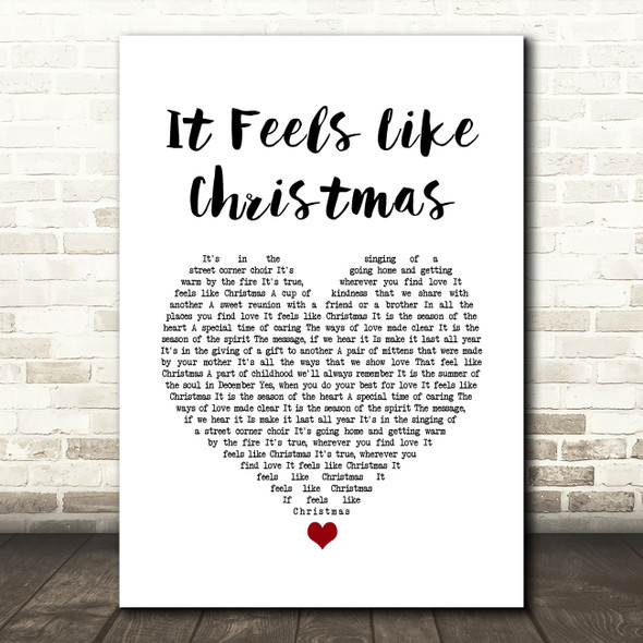 The Muppets It Feels Like Christmas White Heart Song Lyric Quote Music Print