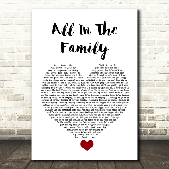 The Revivalists All In The Family White Heart Song Lyric Quote Music Print