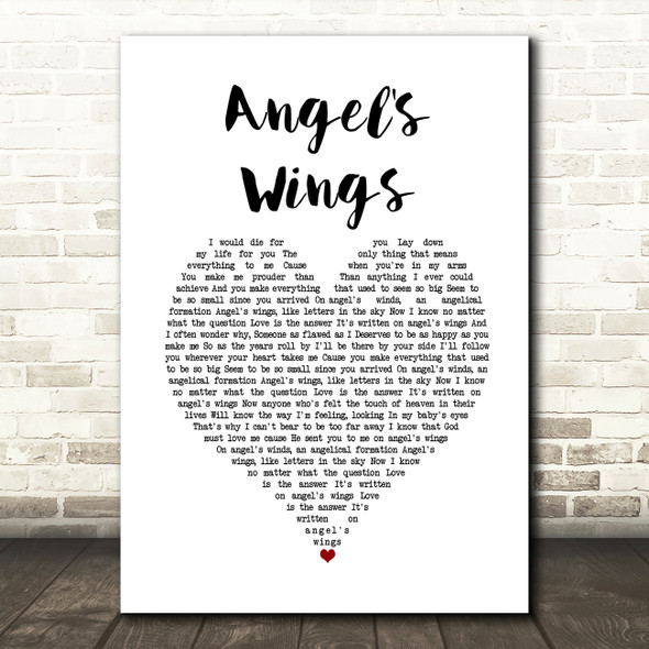 Westlife Angel's Wings White Heart Song Lyric Quote Music Print