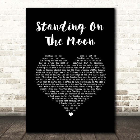 Grateful Dead Standing On The Moon Black Heart Song Lyric Print