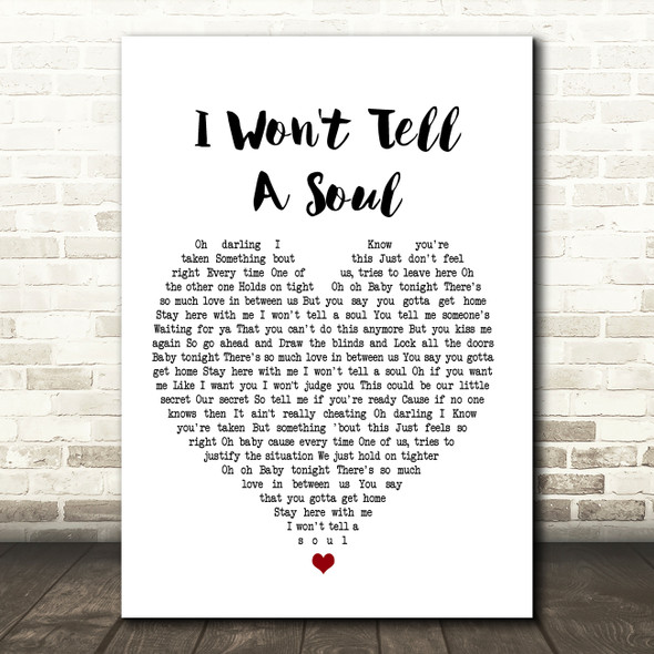 Charlie Puth I Won't Tell A Soul Heart Song Lyric Quote Print