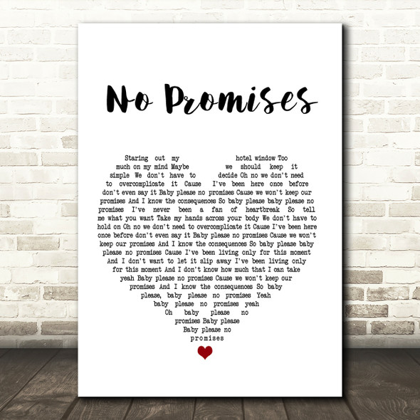 Shawn Mendes No Promises Heart Song Lyric Quote Print