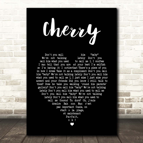 Harry Styles Cherry Black Heart Song Lyric Print