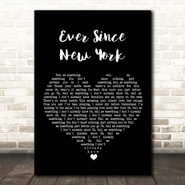 Harry Styles Ever Since New York Black Heart Song Lyric Print