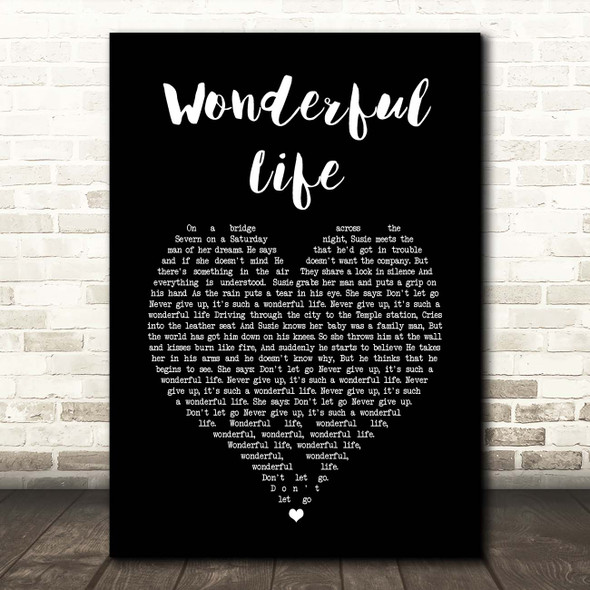 Hurts Wonderful Life Black Heart Song Lyric Print