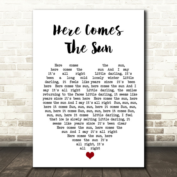 Here Comes The Sun The Beatles Quote Song Lyric Heart Print
