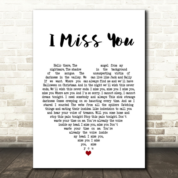 Blink-182 I Miss You Heart Song Lyric Quote Print