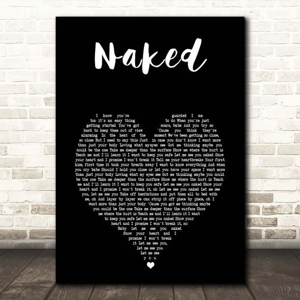 Jake Scott Naked Black Heart Song Lyric Print