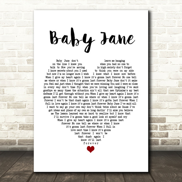 Rod Stewart Baby Jane Heart Song Lyric Quote Print