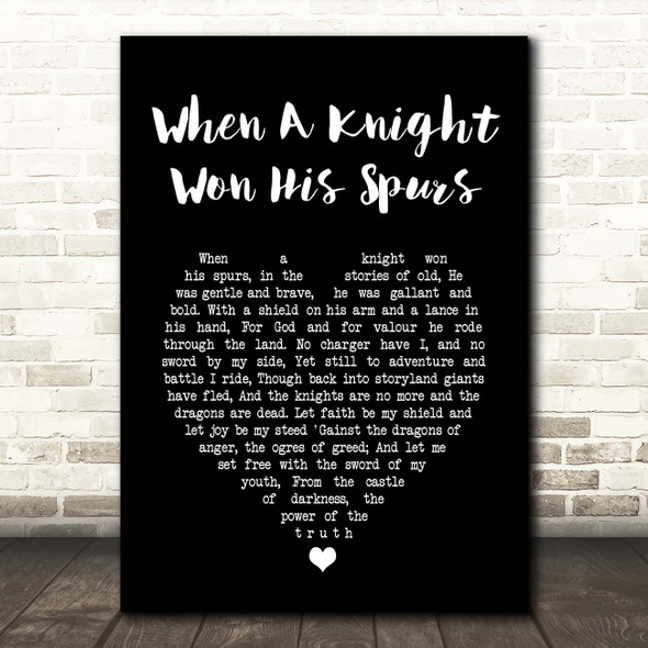 Jan Struther When a Knight Won His Spurs Black Heart Song Lyric Print