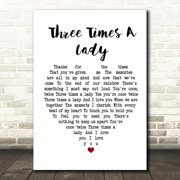 The Commodores Three Times A Lady Heart Song Lyric Quote Print