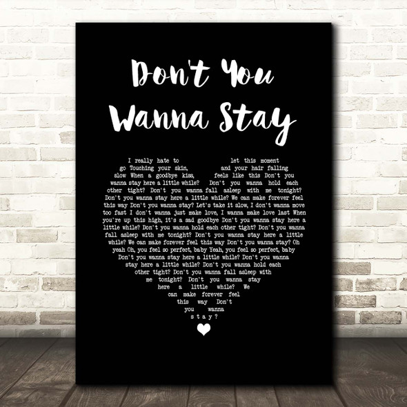 Jason Aldean Ft Kelly Clarkson Don't You Wanna Stay Black Heart Song Lyric Print