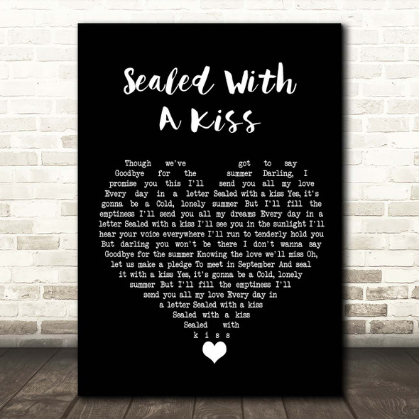 Jason Donovan Sealed With A Kiss Black Heart Song Lyric Print