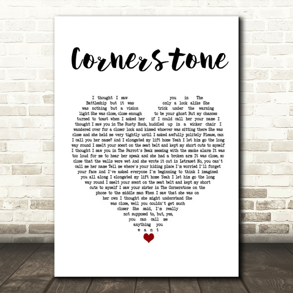Arctic Monkeys Cornerstone White Heart Song Lyric Print