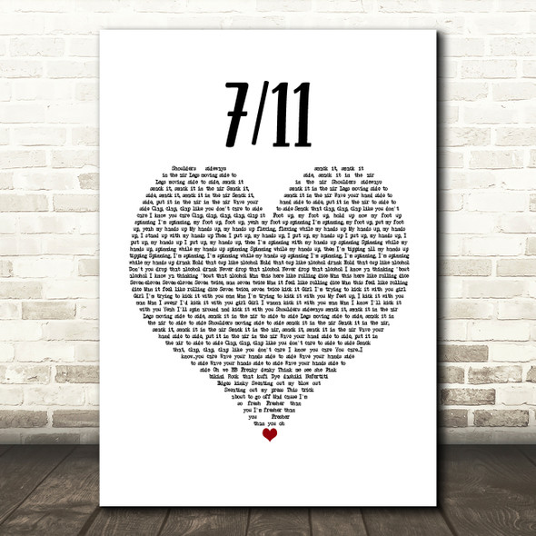 Beyonce Knowles 7 11 White Heart Song Lyric Print