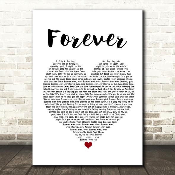 Chris Brown Forever White Heart Song Lyric Print