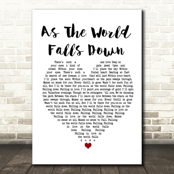 David Bowie As The World Falls Down White Heart Song Lyric Print