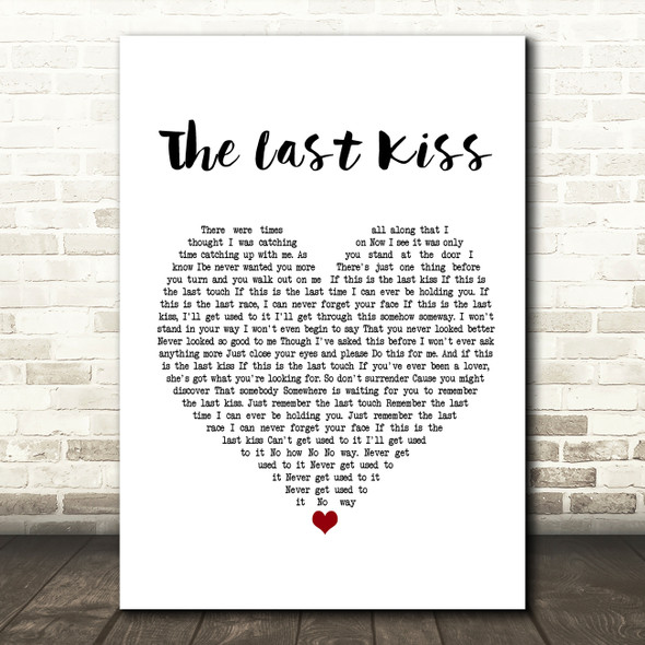 David Cassidy The Last Kiss White Heart Song Lyric Print