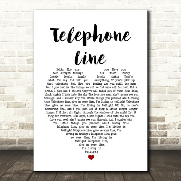 Electric Light Orchestra Telephone Line White Heart Song Lyric Print