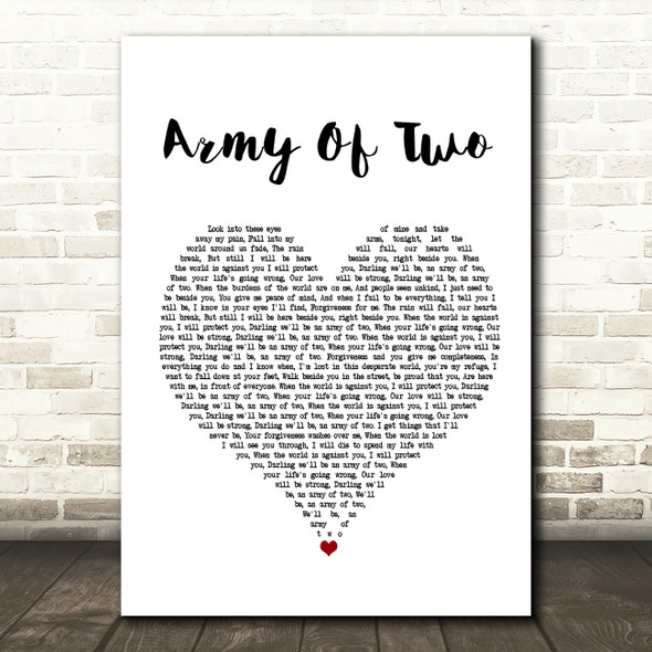 Josh Doyle Army Of Two White Heart Song Lyric Print