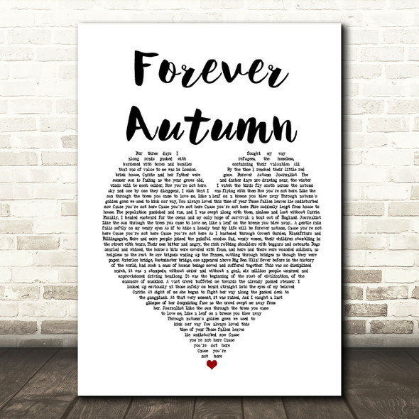 Justin Hayward Forever Autumn White Heart Song Lyric Print