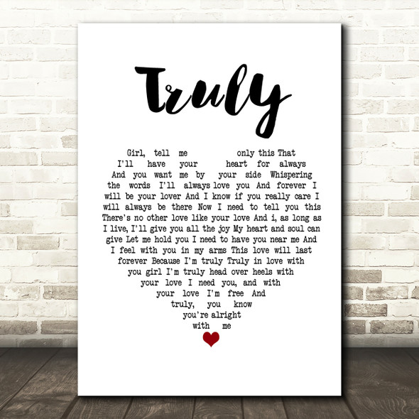 Lionel Richie Truly White Heart Song Lyric Print