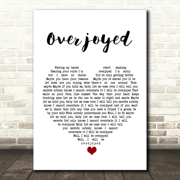 Matchbox 20 Overjoyed White Heart Song Lyric Print
