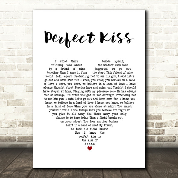 New Order Perfect Kiss White Heart Song Lyric Print