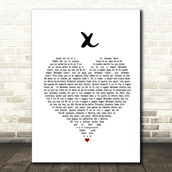 Nicky Jam x J Balvin X White Heart Song Lyric Print