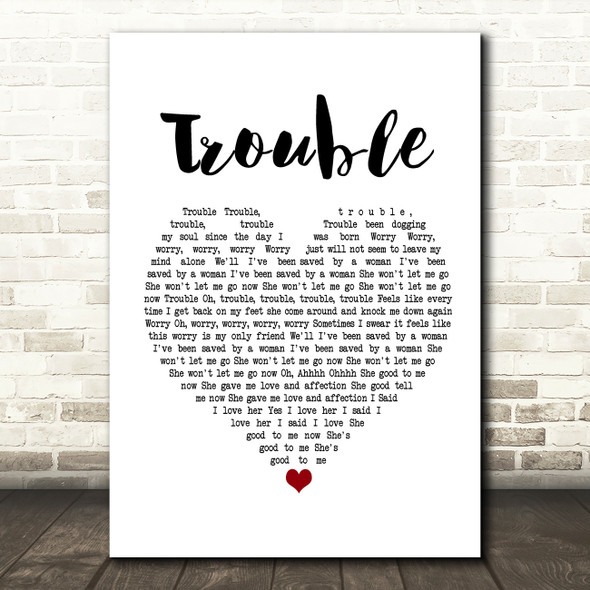 Ray LaMontagne Trouble White Heart Song Lyric Print
