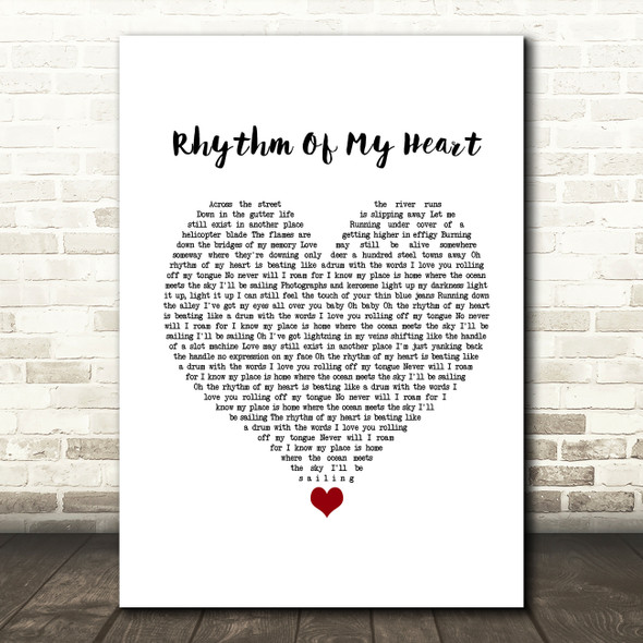 Rod Stewart Rhythm Of My Heart White Heart Song Lyric Print