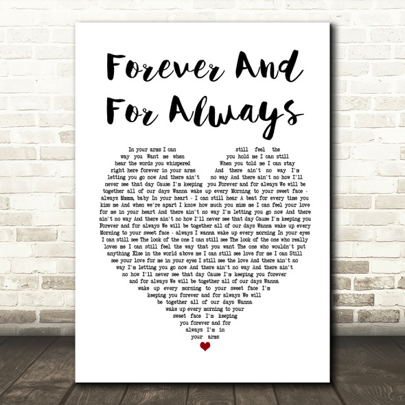 Shania Twain Forever And For Always White Heart Song Lyric Print