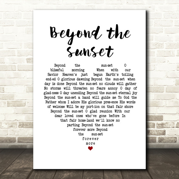 Slim Whitman Beyond the sunset White Heart Song Lyric Print