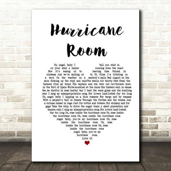 The Blessing Hurricane Room White Heart Song Lyric Print