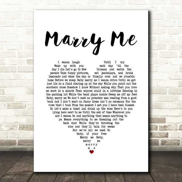 Amanda Marshall Marry Me White Heart Song Lyric Print