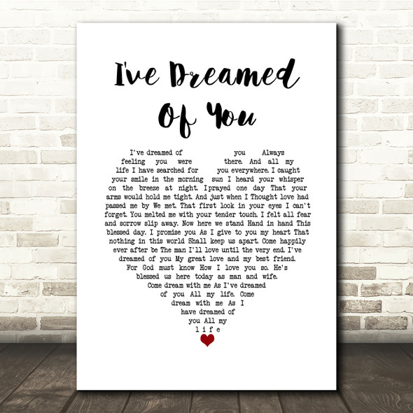 Barbra Streisand I've Dreamed Of You White Heart Song Lyric Print