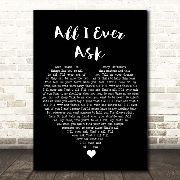 John Holt All I Ever Ask Black Heart Song Lyric Print