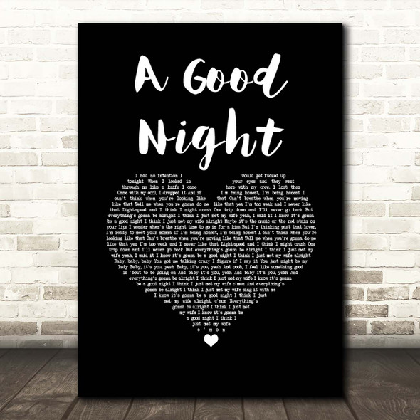 John Legend A Good Night Black Heart Song Lyric Print
