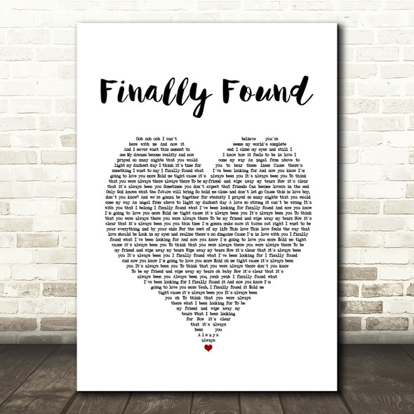 Honeyz Finally Found White Heart Song Lyric Print