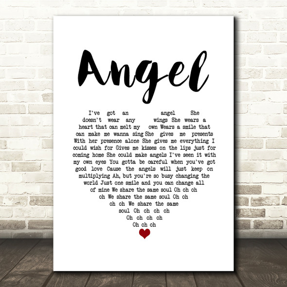 Jack Johnson Angel White Heart Song Lyric Print