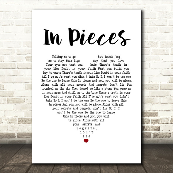 Linkin Park In Pieces White Heart Song Lyric Print