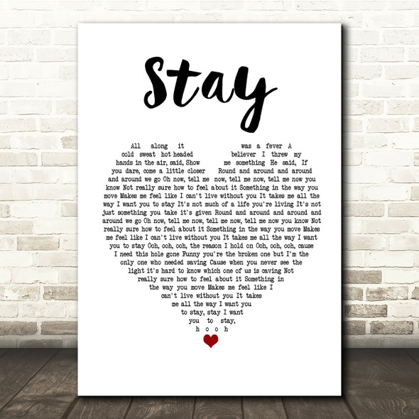 Rihanna ft. Mikky Ekko Stay White Heart Song Lyric Print