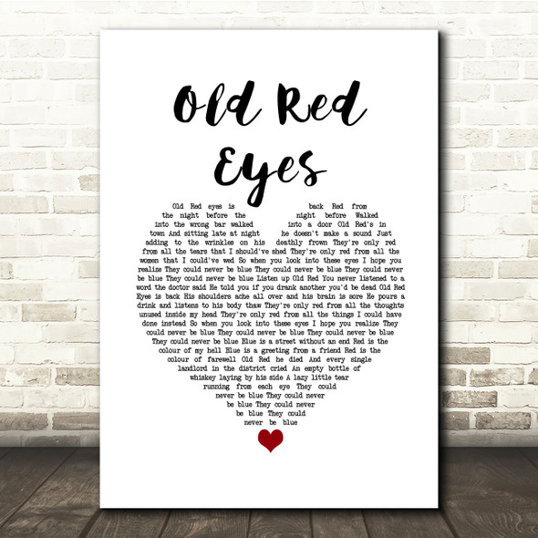 The Beautiful South Old Red Eyes White Heart Song Lyric Print