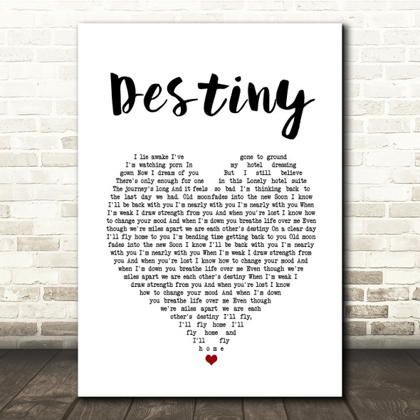 Zero 7 Destiny White Heart Song Lyric Print