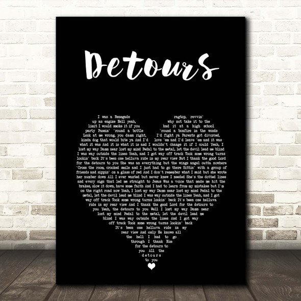 Jordan Davis Detours Black Heart Song Lyric Print